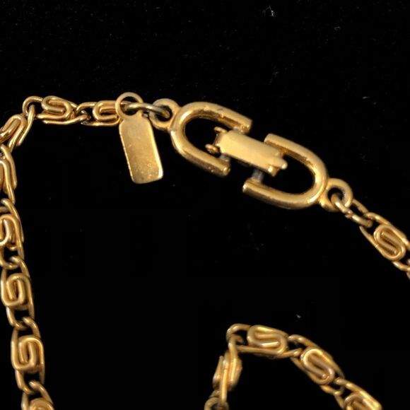 vintage 1970's roget signed unique swirled gold tone chain necklace 18 inches - Picture 3 of 5